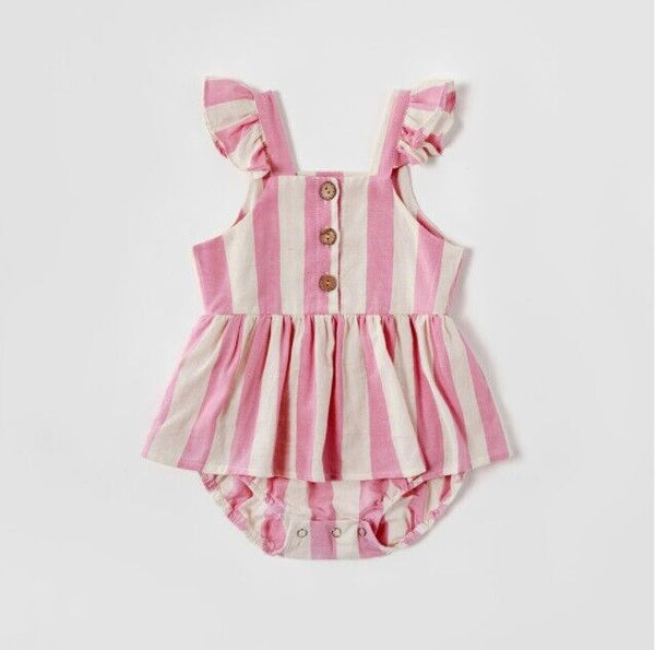 NEW Size 0-3m/6-9/9-12 months Baby Girls Dress Pink Stripe Dress - Select Size