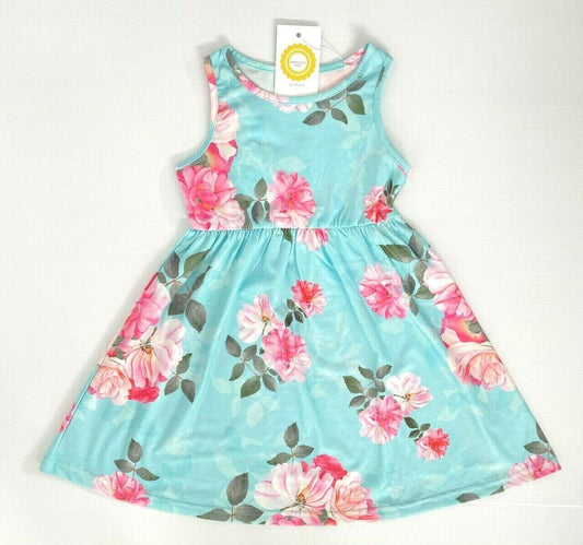 Girls dress new pink camellia rose blue girls dress floral girls dress