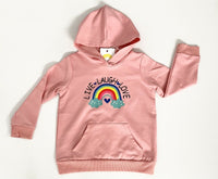 size 18-24m to 5 years girls long sleeve top pink live-laugh-love hooded top
