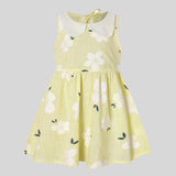 size 12-18 months new girls dress 100% cotton floral yellow girls dress