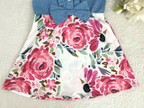 Size 3-6m/6-9m/9-12m/12-18 months New Baby Girls Chambray Pink Floral Bow Dress