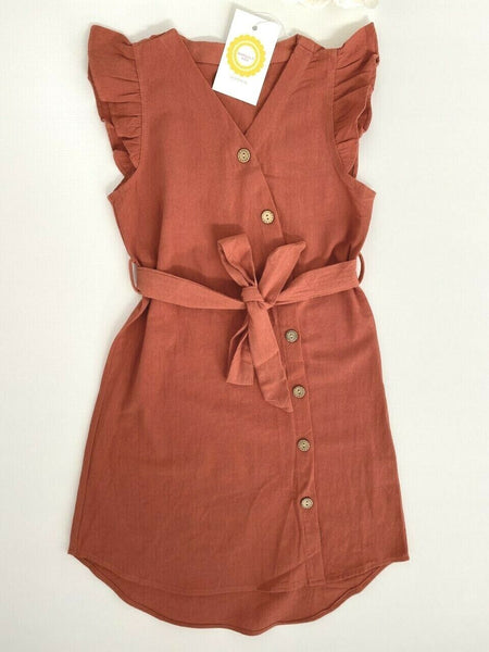 Girls Dress new size 2y/3y/4 years  sienna curve hem button dress with belt