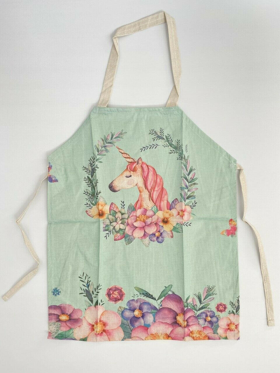 kids childrens cooking/art apron flower unicorn apron unicorn art smock 45x56cm.