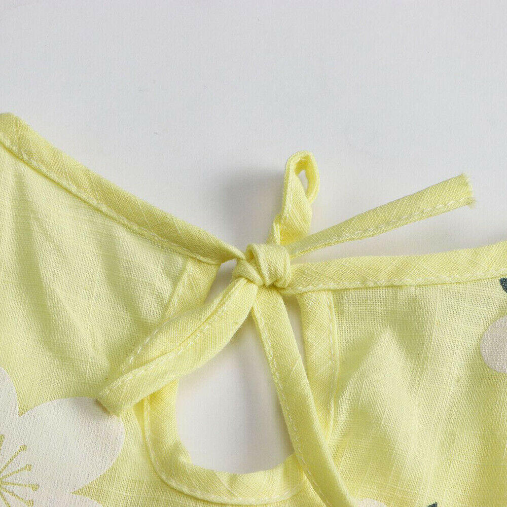 size 6-9 months new baby girls dress 100% cotton floral yellow baby girls dress