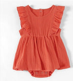 Baby Girls Dress New Size 3-6 months 100% Cotton Coral Flutter Sleeve Dress