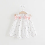 size 9-12m to 2-3Y new girls dress White Floral Shoulder Bow Dress -Select Size