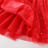size 4-5y to 11-12 years new gold star & moon sprinkle red tulle girls skirt