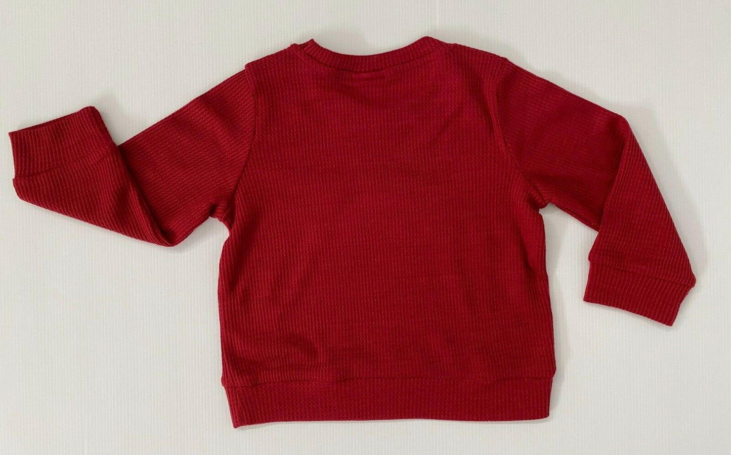 Baby boys' burgundy waffle knit rainbow long-sleeve top