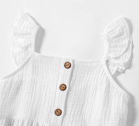 size 4-5 years girls dress new 100% cotton white flutter sleeve button dress