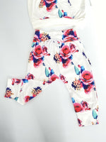 size 6-9 months baby girls outfit new white & rose hoodie, pants & headband set