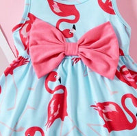size 6-9m to 18-24m new baby girls dress acqua blue hot pink flamingo bow dress