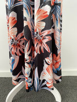 size 10 AUS new womens dress black floral hibiscus palm print tank maxidress