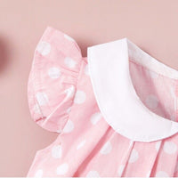 size 6-9m to 18-24m baby dress pink polka dot doll collar dress  - Select Size