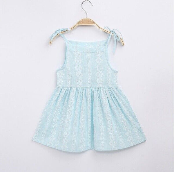 size 2-3 Years girls dress new 100% cotton light blue girls dress sundress