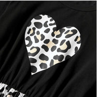 size 2 years new girls dress leopard heart black long sleeve girls dress