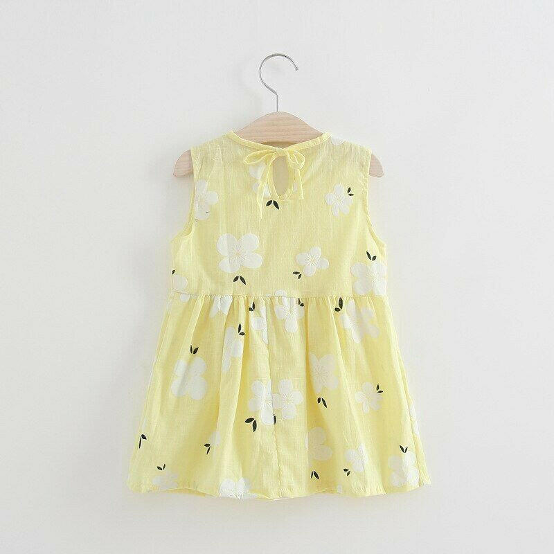 size 6-9 months new baby girls dress 100% cotton floral yellow baby girls dress