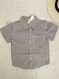 NEW Size 12 months Size 1 Toddler Boys Cute Brown Check Shirt & Beige Pants Set