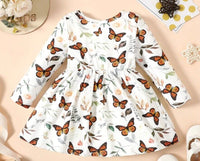 Butterfly leaf print baby girls dress size 3-6m/6-9m/9-12m/12-18m/18-24 months