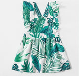 Baby Girls Dress Green Palms Print Pinafore Dress NEW Size 3-6 months