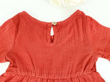 size 3-6m to 12-18 months baby toddler dress 100% cotton red boho ruffle dress