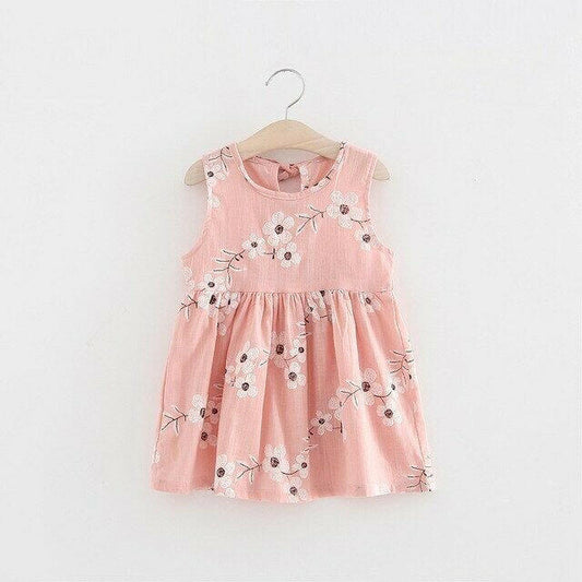 Size 4-5 Years Girls Dress 100% Cotton Pretty Pink Foral Girls Dress NEW