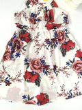 size 2 years / 3-4 years new girls dress red floral white girls dress