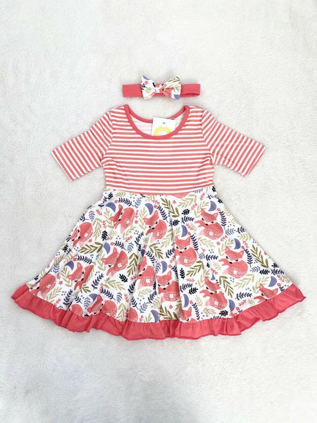 Size 2 Years Toddler Girls Dress New Red Stripe Ruffle Hem  Dress & Headband Set