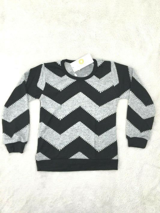 NEW Size 5 Years Boys Top Black Grey Chevron Long Sleeve Top Boys Kids Clothing