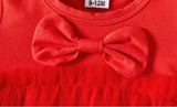 size 6-9m/9-12m/18-24m new baby toddler girls dress red bow front tulle dress