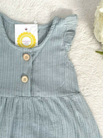 size 12-18 months new girls dress 100% cotton green flutter sleeve girls dress