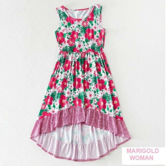 Womens Dress Size 10 AUS New Pink & White Hibiscus Floral Hi Low Womens Dress