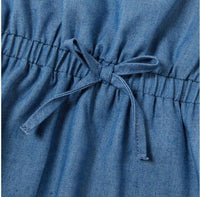 size 3-6 to 18-24 months baby dress chambray daisy applique dress - Select Size