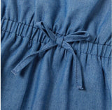 size 3-6 to 18-24 months baby dress chambray daisy applique dress - Select Size