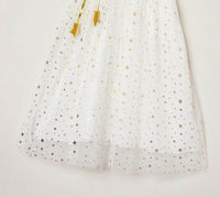 Gold sparkle white tulle dress