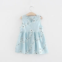 NEW Size 3-4 Years Girls Dress 100% Cotton White Flower Blue Girls Dress