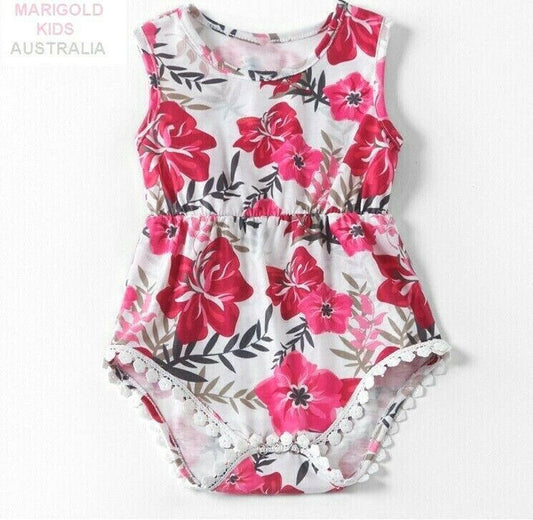 size 9-12 months new baby girls romper pretty pink floral baby romper.