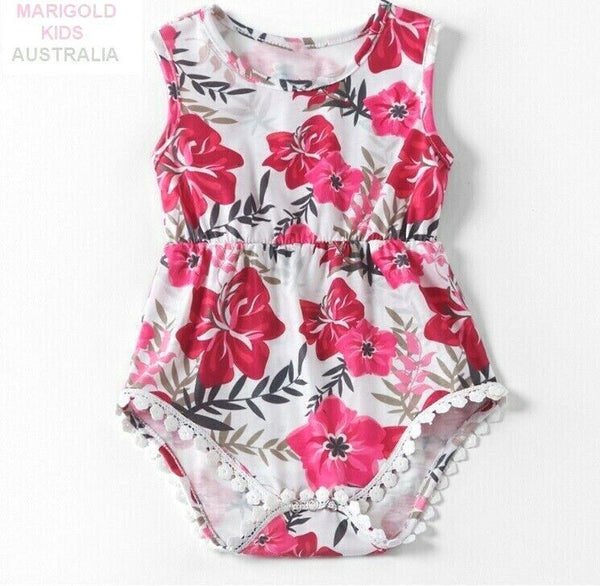 size 9-12 months new baby girls romper pretty pink floral baby romper