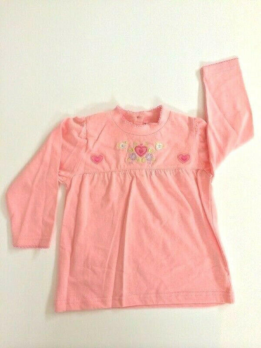 NEW Size 24 months Toddler Girls Top Pretty Pink Heart Flower Long Sleeve Top - MARIGOLD 