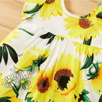 size 18-24 months girls dress new 100% cotton sunflower flutter sleeve dress