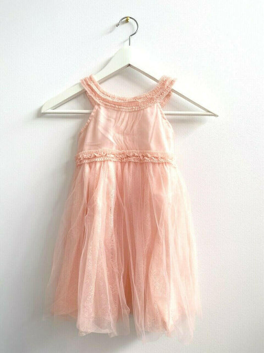 size 1 year new girls dress pretty pink cleo neck lace girls dress party dress