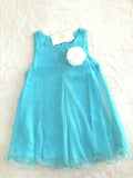 Girls Dress New Size 1 Year Blue Tulle Toddler  Girls Dress with Flower Brooch