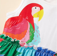 size 18-24m to 5 years new girls dress colourful parrot print cotton girls dress