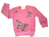 girls tracksuit pink butterfly top & pants set size 12-18 months -1 left