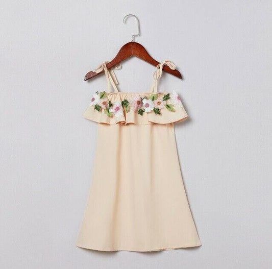 NEW Size 3 Years Girls Dress Pretty Flower Applique Pink Ruffle Top Girls Dress