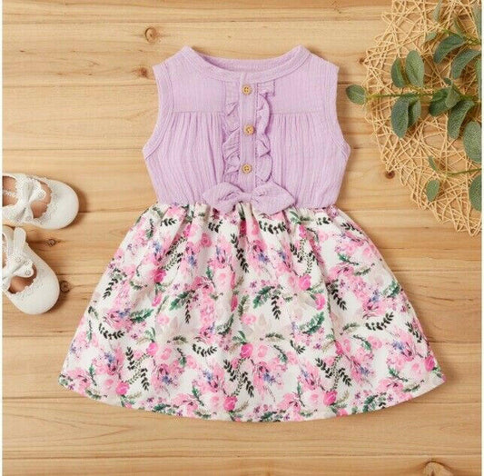 size 12-18 months new girls dress lilac and pink floral girls dress -1 left !