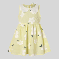 size 6-9 months new baby girls dress 100% cotton floral yellow baby girls dress
