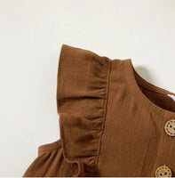 size 3-6m/6-9m/9-12m/18-24m cocoa brown button front baby dress & headband set