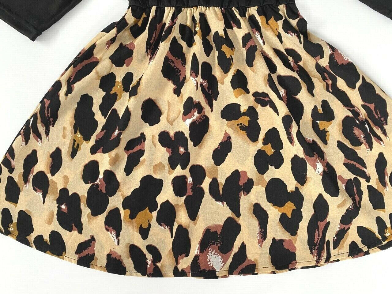 Size 3-4Y Leopard Print Long Sleeve Girls Dress