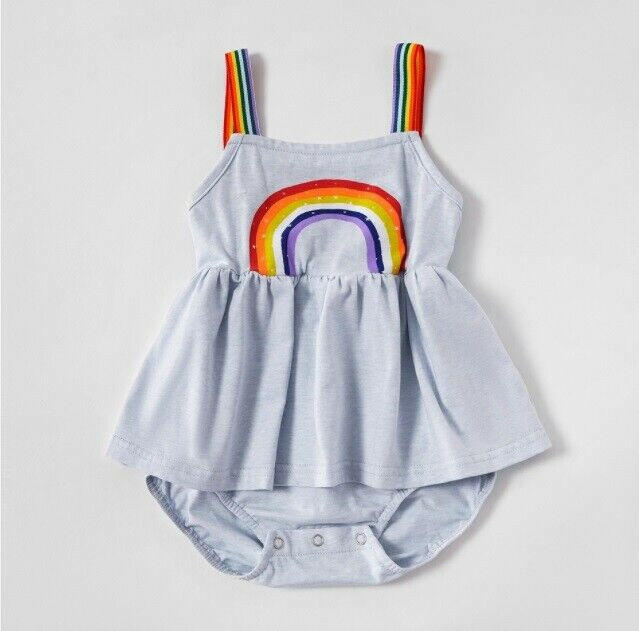 Baby Girls Dress Blue Rainbow Baby Girls Dress