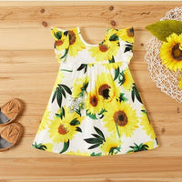 size  9-12 months baby girls dress new 100% cotton sunflower flutter baby dress